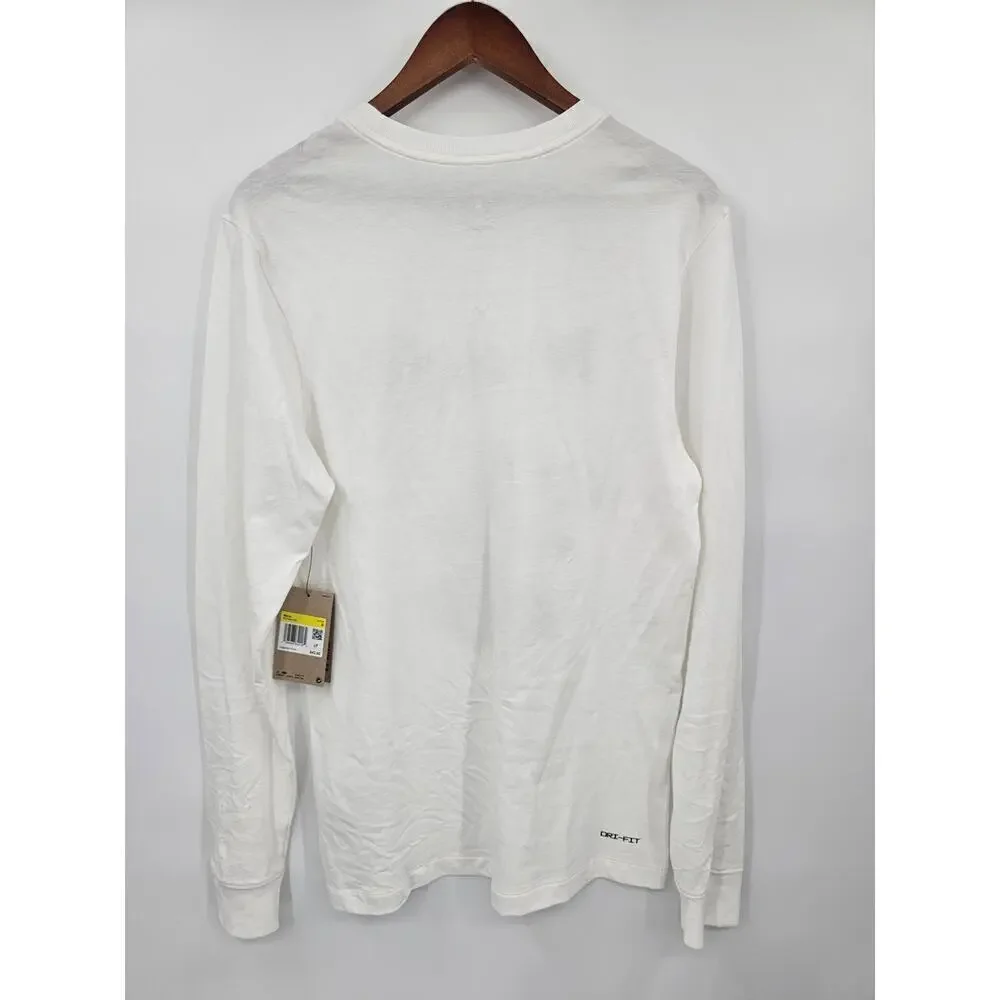 Jordan Sport Men's S White Logo Ribbed Cuffs Long Sleeve T-Shirt NWT